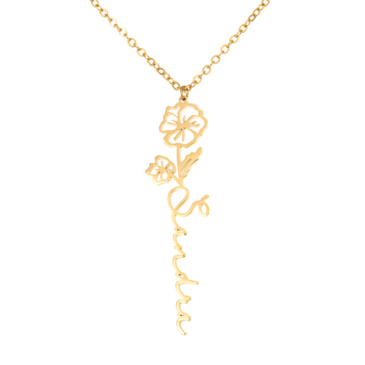 Flower Name Pendant Necklace
