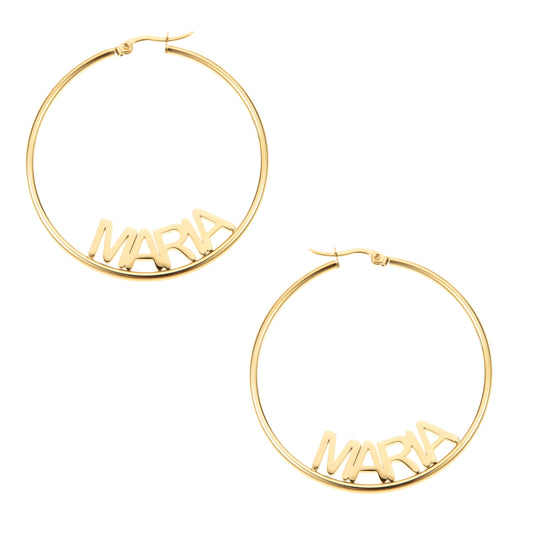 Closed Hoop Name Earrings