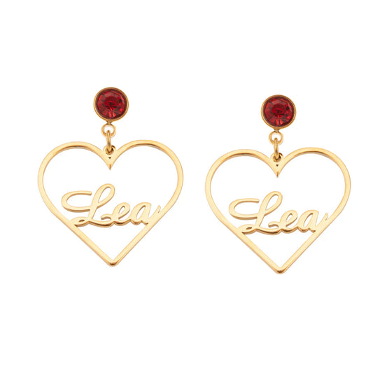 Heart Earrings With Birthstone