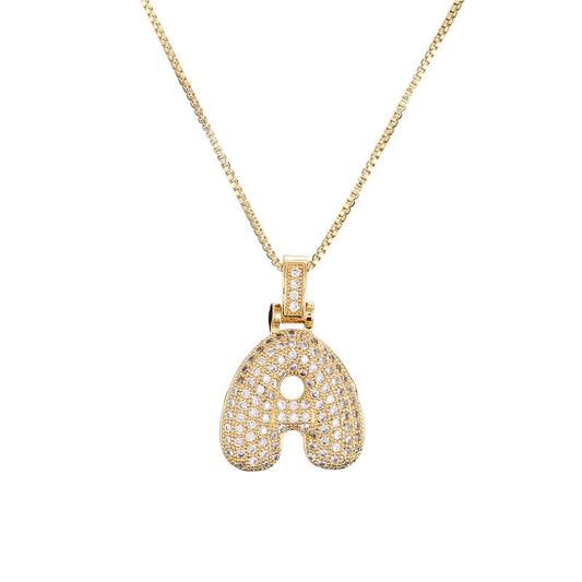 26 Alphabet Pendant Zircon Necklace