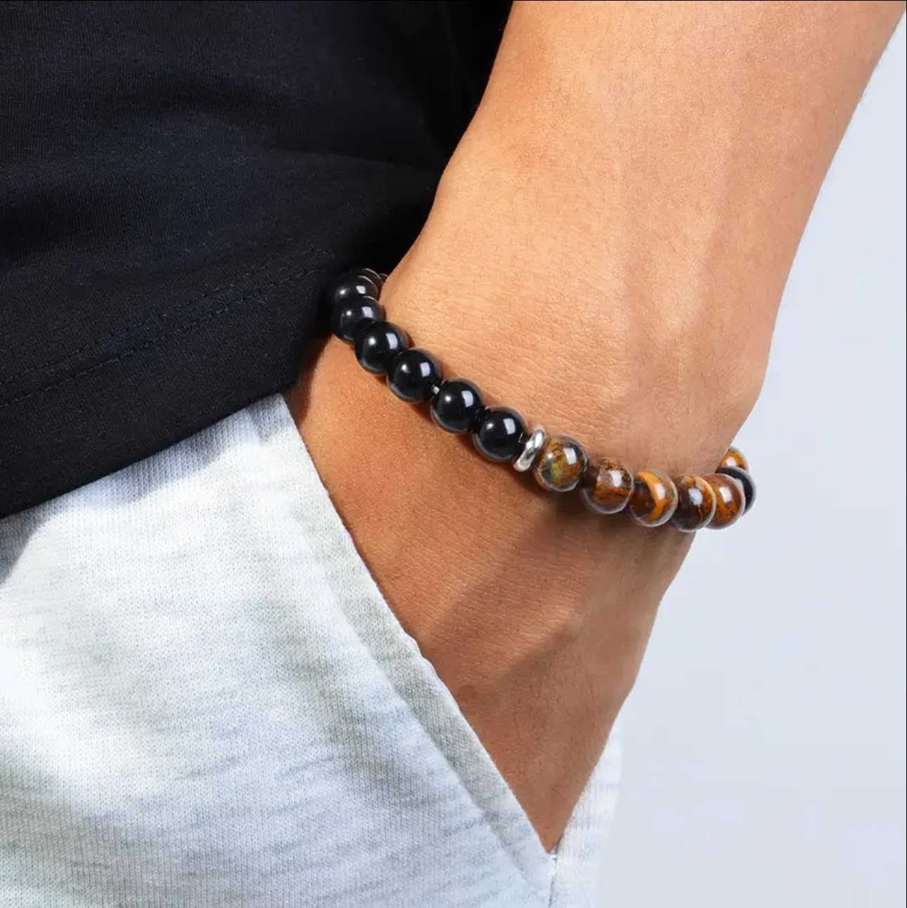Shield of Success Bracelet - Tiger Eye, Black Tourmaline & Hematite