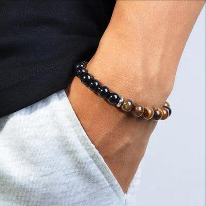 Shield of Success Bracelet - Tiger Eye, Black Tourmaline & Hematite