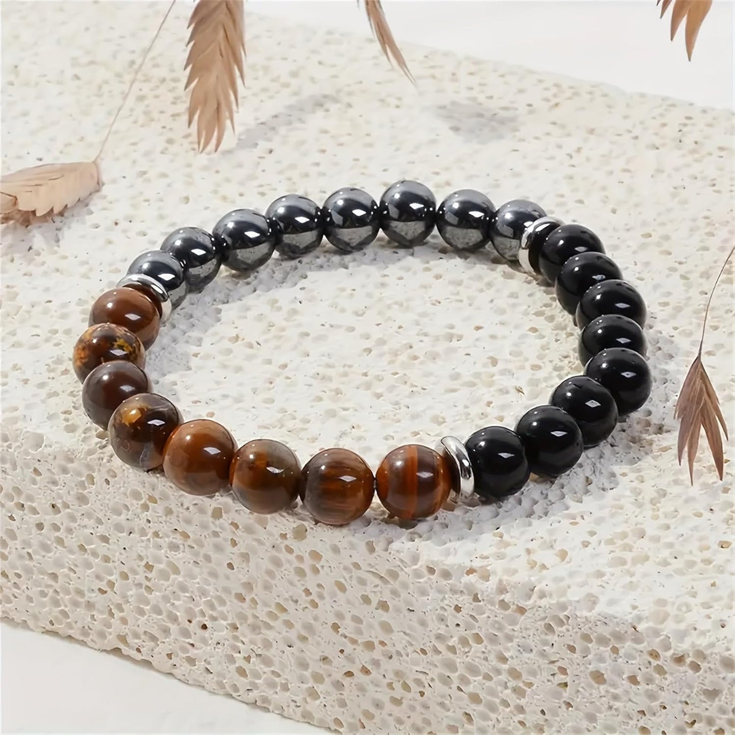 Shield of Success Bracelet - Tiger Eye, Black Tourmaline & Hematite
