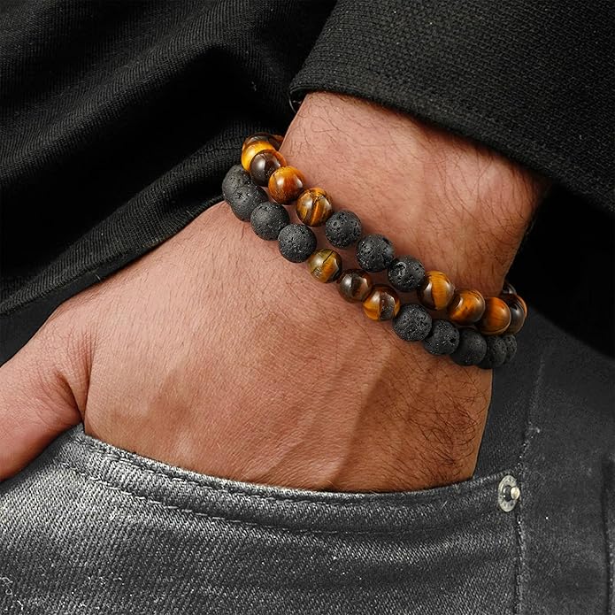 Tiger Eye & Lava Rock Bracelet