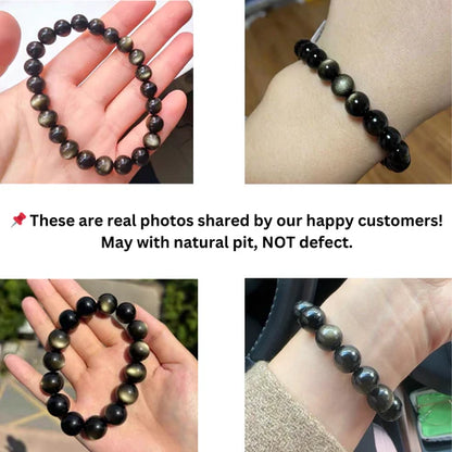 Natural Double Eye Obsidian Bracelet