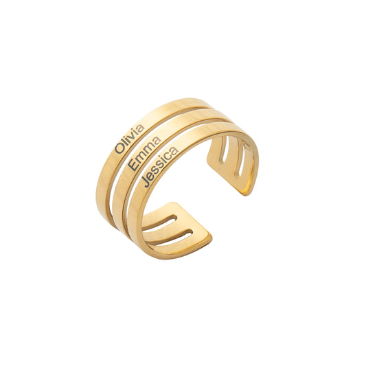 Triple Names Custom Ring