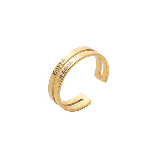 Adjustable Double Names Ring