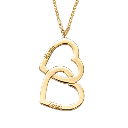 Twin Heart Engraved Pendant Necklace