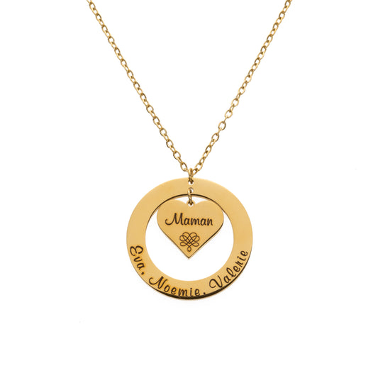 Heart and Circle Name Pendant