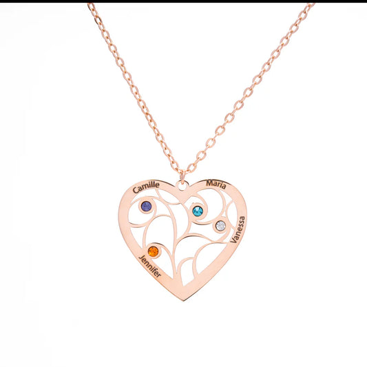 Birthstone Heart Family Pendant