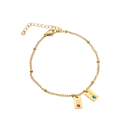 Initials and Stones Pendant Bracelet