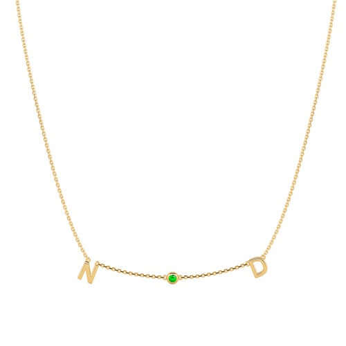 Double Initial Birthstone Necklace