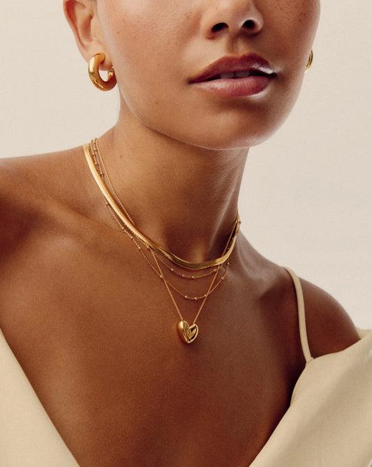 Puffy Heart Layered Necklace