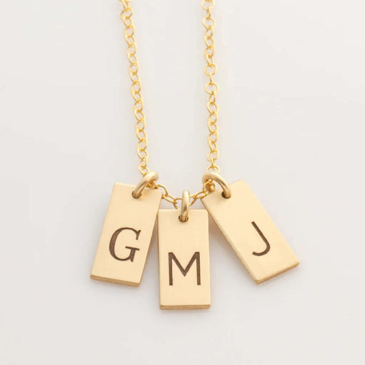 Rectangular Tag Initial Necklace