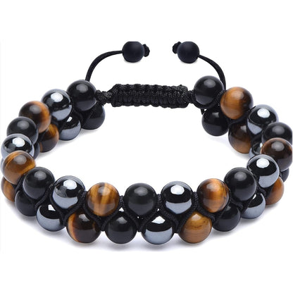 Triple Protection Crystal Bracelet - Tiger Eye, Obsidian & Hematite