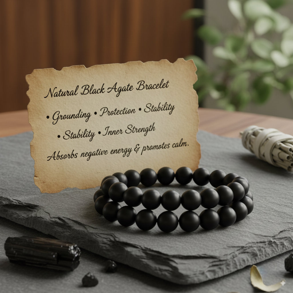 Natural Black Agate Bracelet