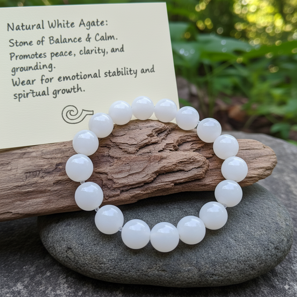 Natural White Agate Bracelet