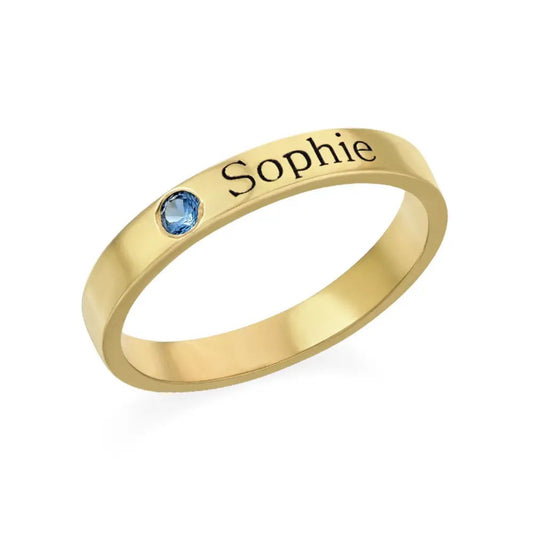 Stackable Birthstone Name Ring